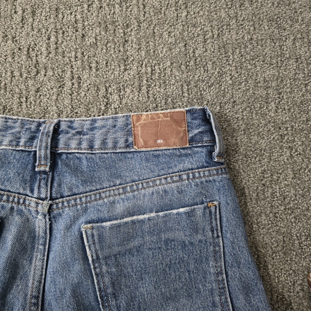 Zara Z1975 Womens 2 High Rise Straight Leg Cuffed Jeans Blue 100% Cotton - Picture 9 of 9